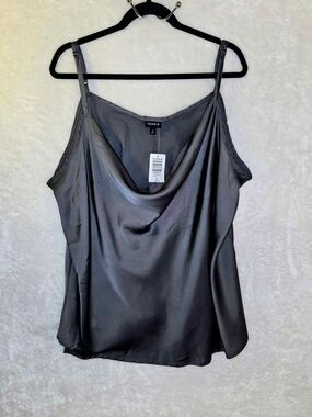 Torrid Satin 3 3x 22-24 Graphite Charcoal Grey Cowl Neck Cami Camisole Grey NWT